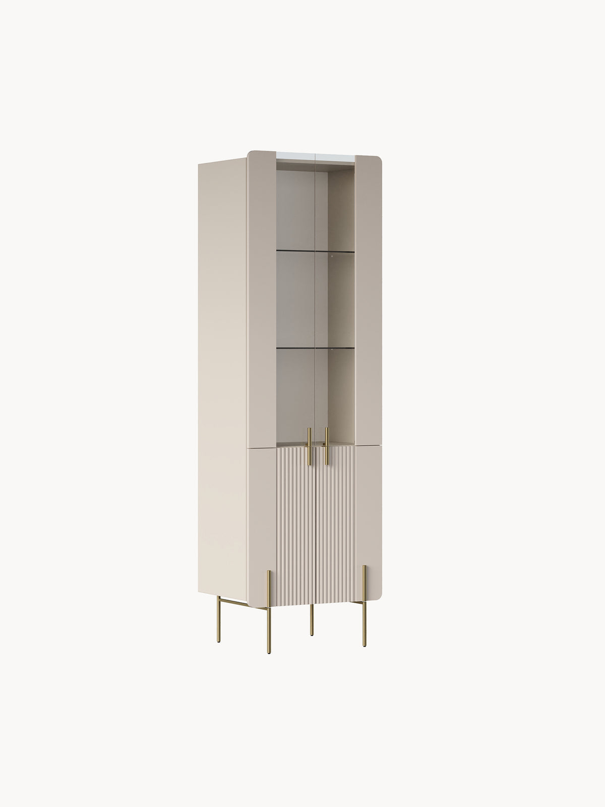 Vitrína Malmi 60 cm čtyřdveřová - kašmír / zlote nozki