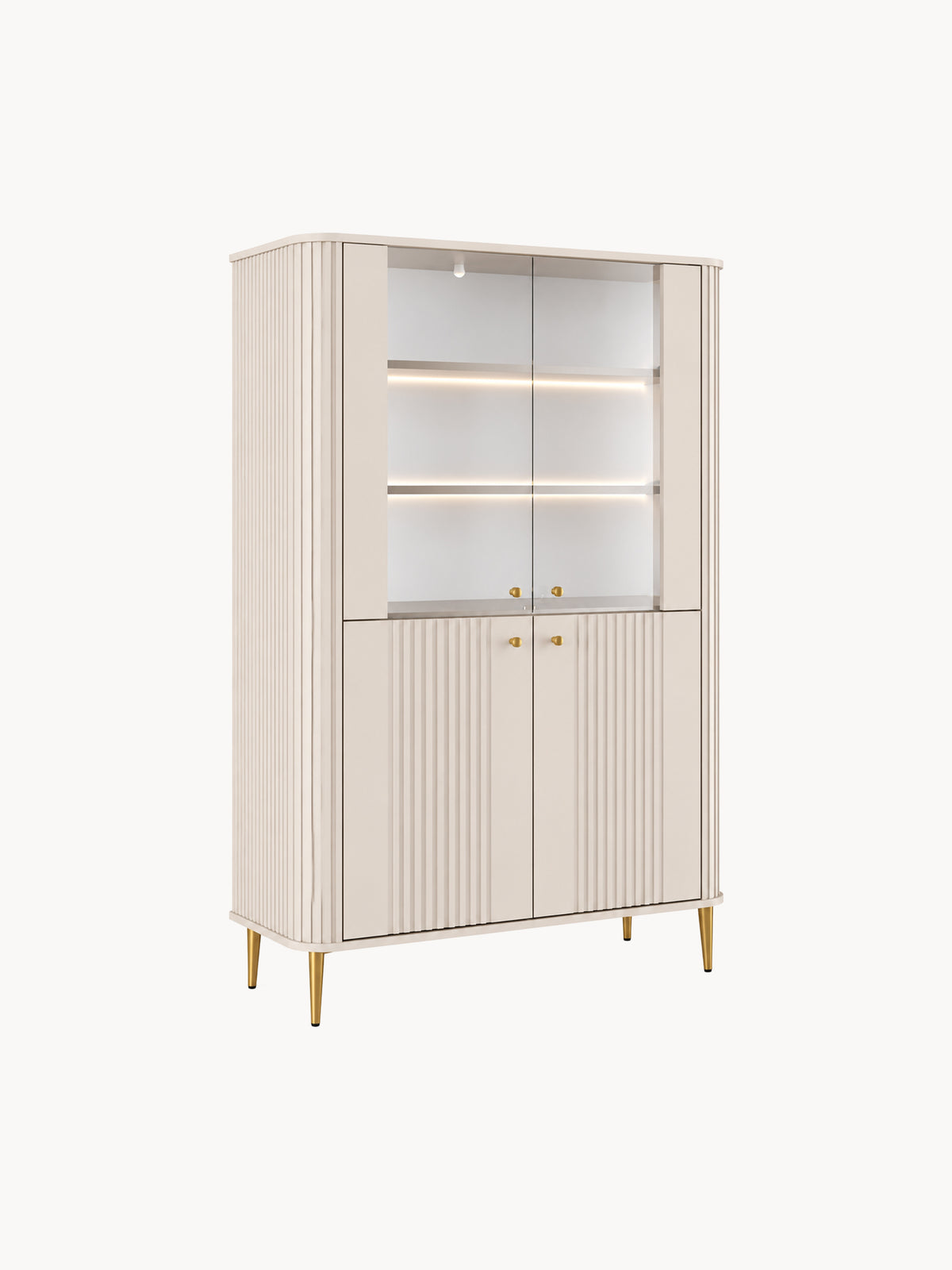 Witryna Vesper 103 cm czterodrzwiowa - kaszmir / złote nogi