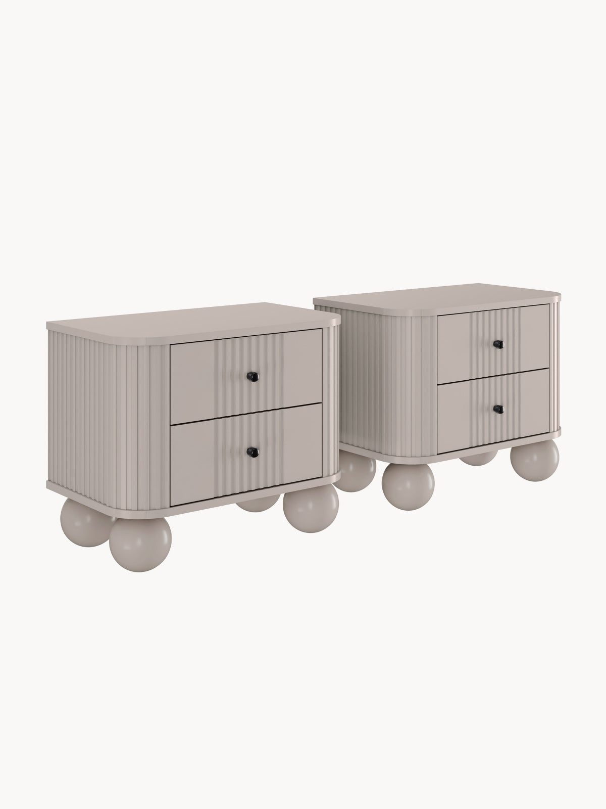 Komplet szafek nocnych Vesper 56 cm - kašmír / černá Úchytky / Nohy kule